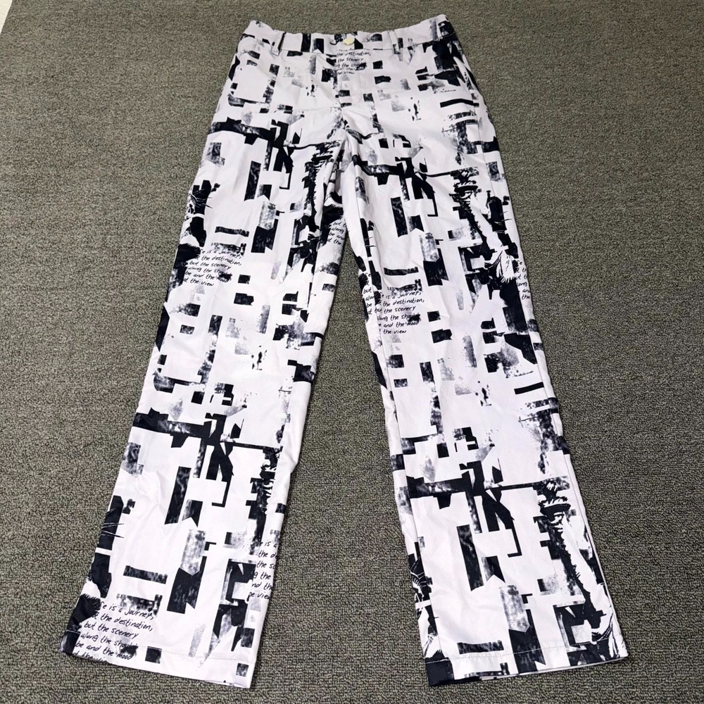 SHEIN Ankle Pants‎ Womens XS Black Purple Allover Print Straight Leg Streetwear